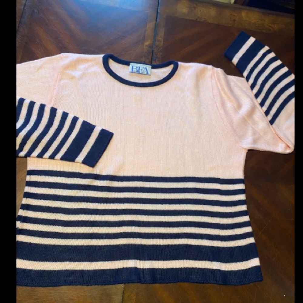 Striped Pink and Navy Sweater
